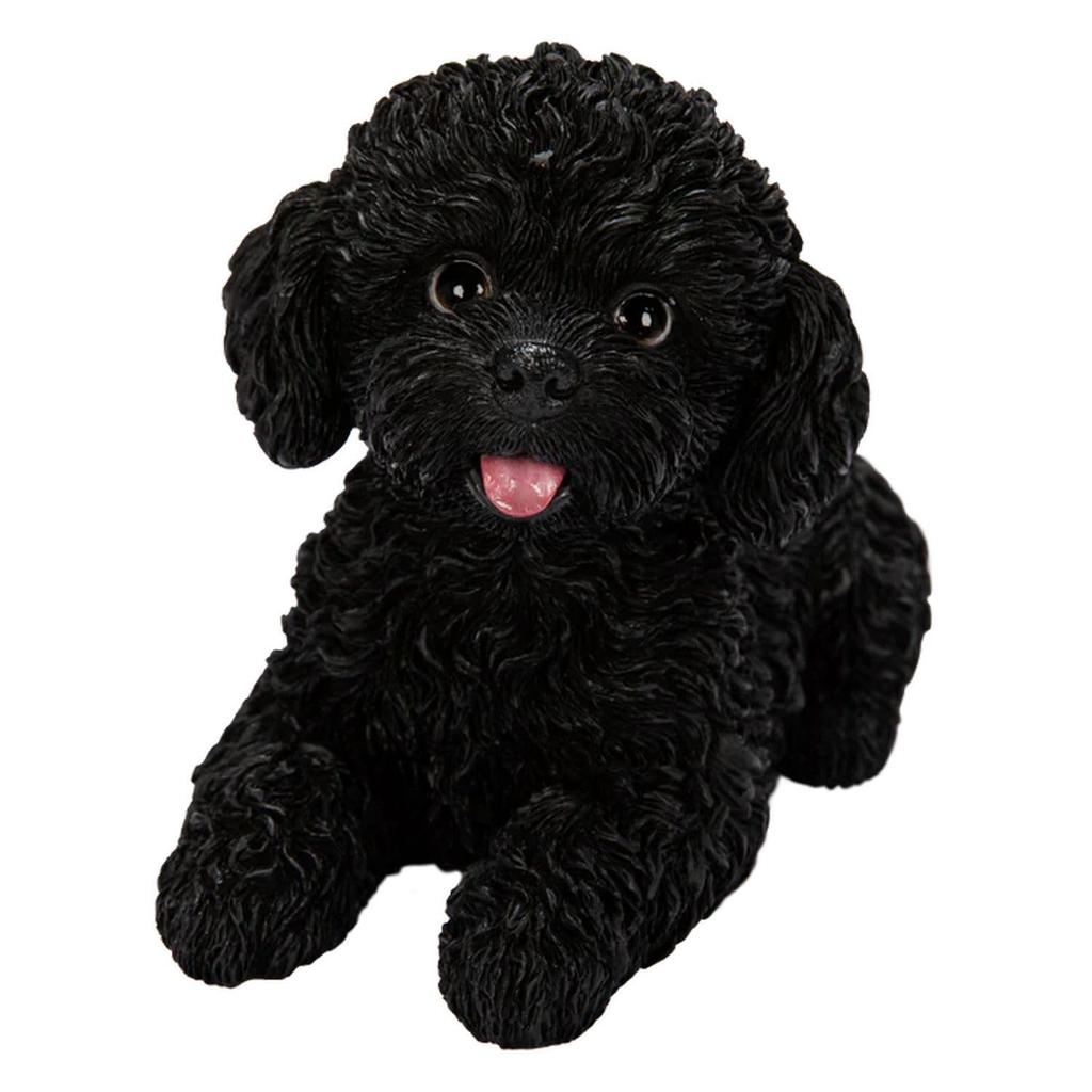 Ubia Toy Poodle Looking Up, Black, 16.5 x 8 x 11 cm, Doll Figurine, Animal Ornament, Garden Decoration, Realistic, Cute Dog, H24093-3