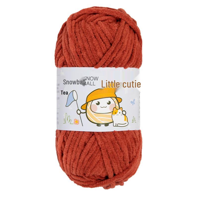 DIY Handcrafted Cute Chenille Snowball Knit Scarf & Crochet Doll Bag