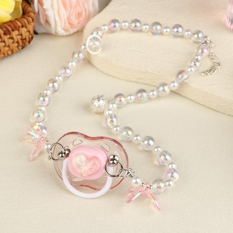 Sweet Beads Chain Pacifier Gag Collar Couple Toy Soft Silicone High-End Adult Pacifier Creating An Exclusive Luxury Leisure Time