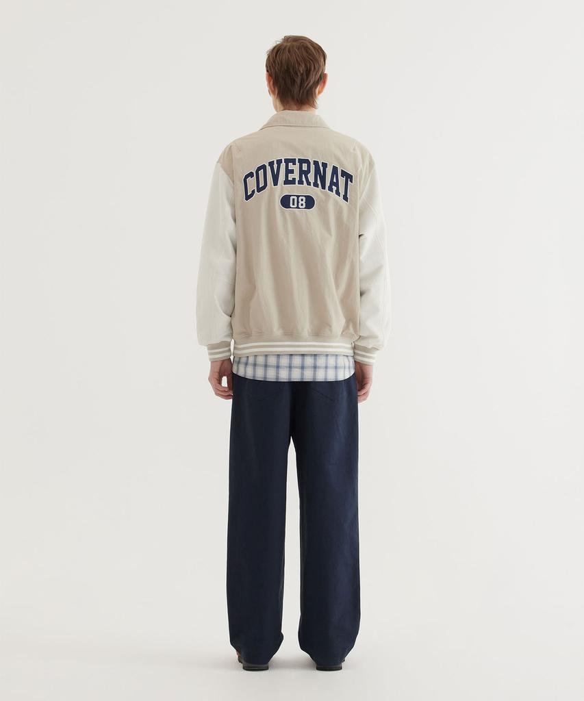 COVERNAT C-Logo Collar Varsity Jacket Beige
