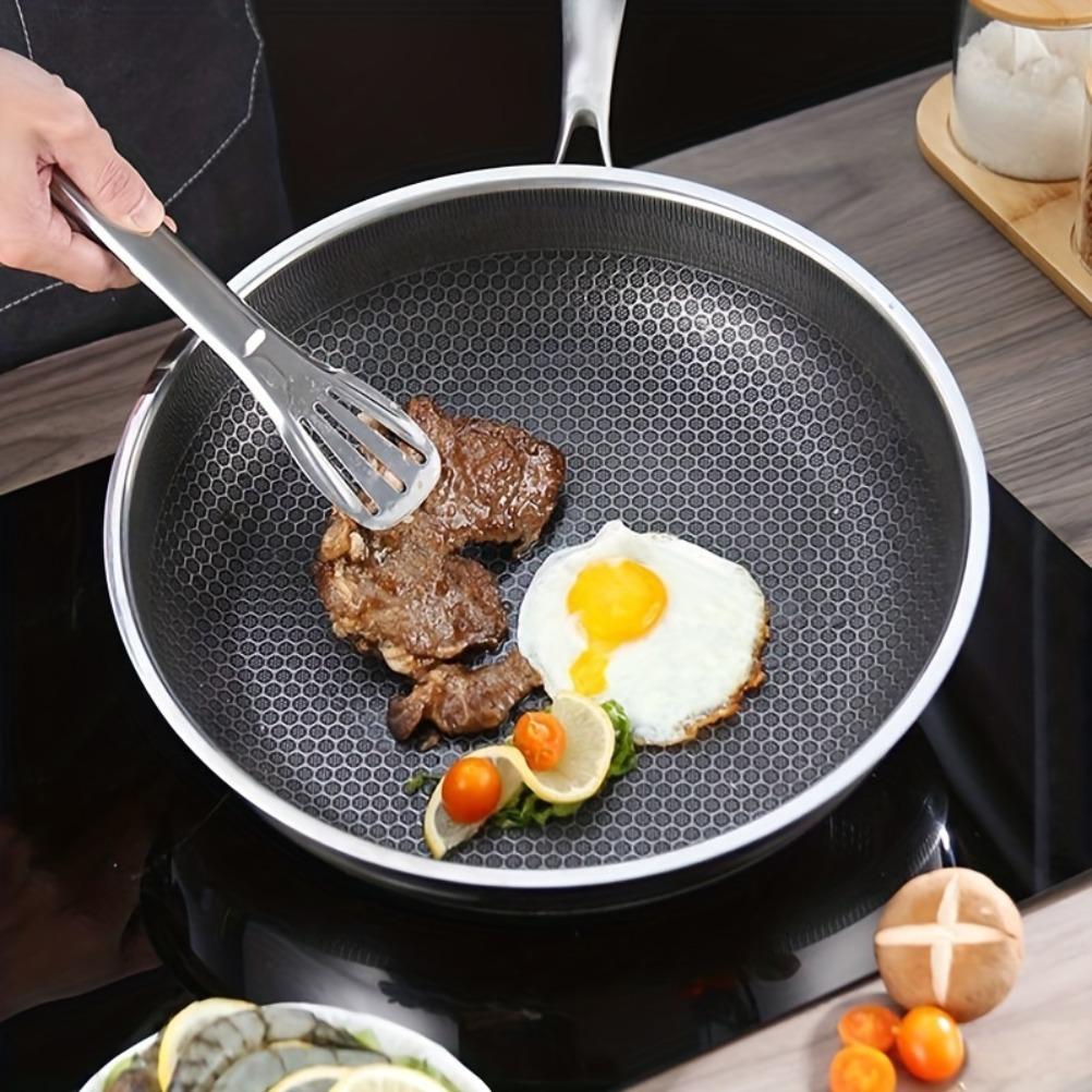 Non-Stick Frying Pan Stainless Steel Frying Pan Easy To Clean Kitchen Wokes Pans Suitable for Gas Stoves and Induction Cookers