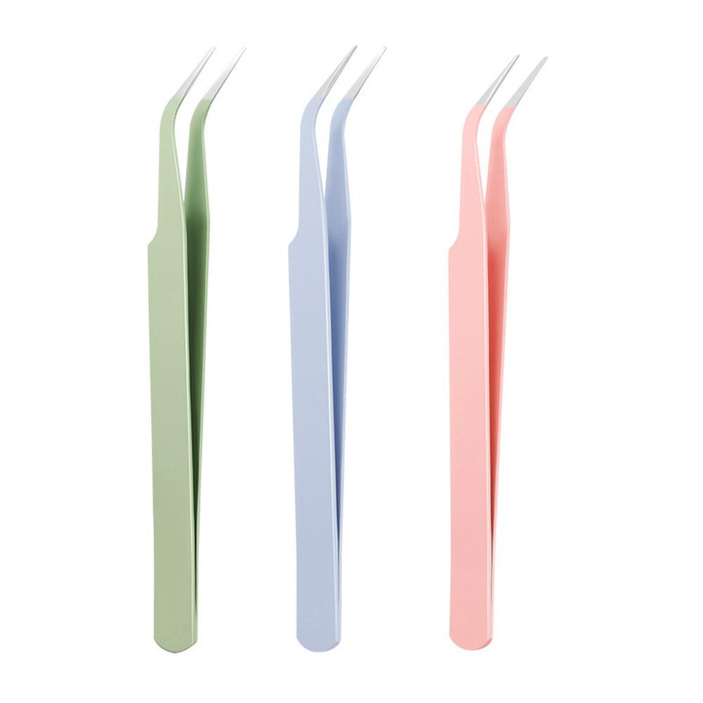 Eyelash Tweezers Steel Colorful Lash DIY Tools Applicator Eyelash Cluster False Makeu T3J1