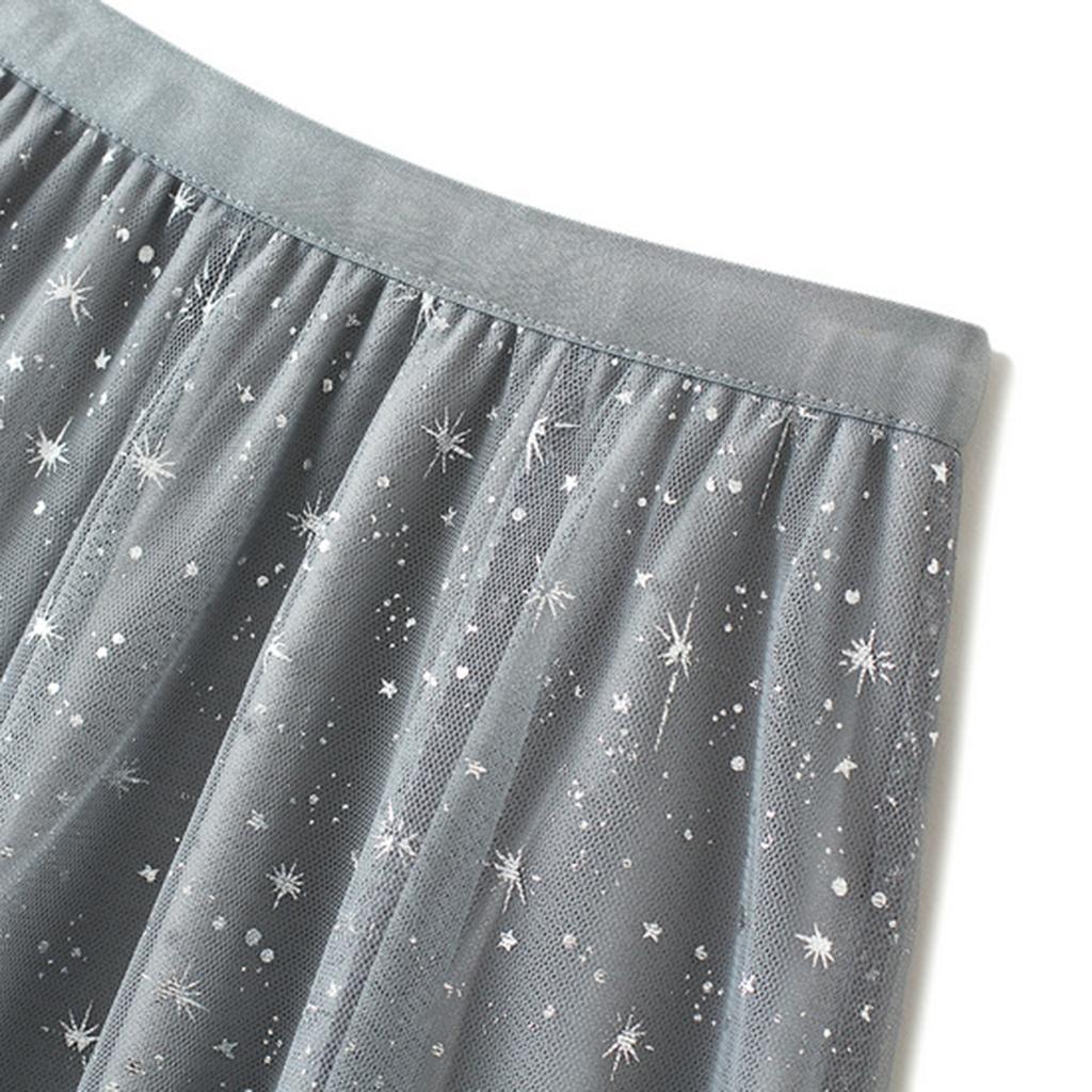 Women's Fashion Casual Color High Waist Ruffle Splicing Mesh Half-body Skirt