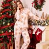 Women Christmas Gingerbread Print Long Sleeve Long Pants Pajama Homewear Set