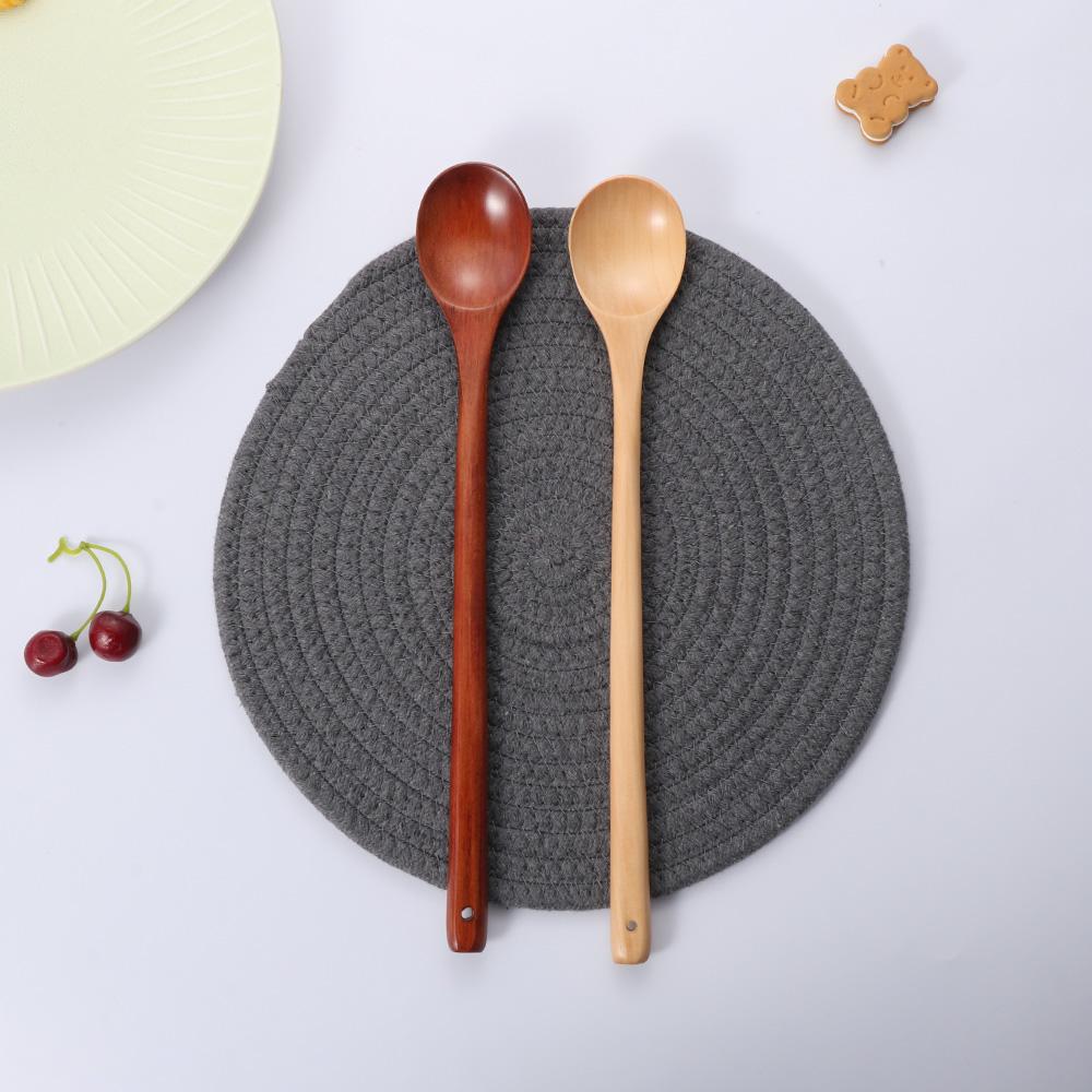 Japanese-Style Long Handle Wooden Spoon Natural Solid Large Wood Soup Scoop Tea Spoons Tableware Porridge Dessert Stirring Spoon