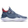 Li Ning SONIC 10 Ultra Resistente à Abrasão Respirável Cano Médio Tênis de Basquete Masculino Azul Branco Vermelho ABAS145-7