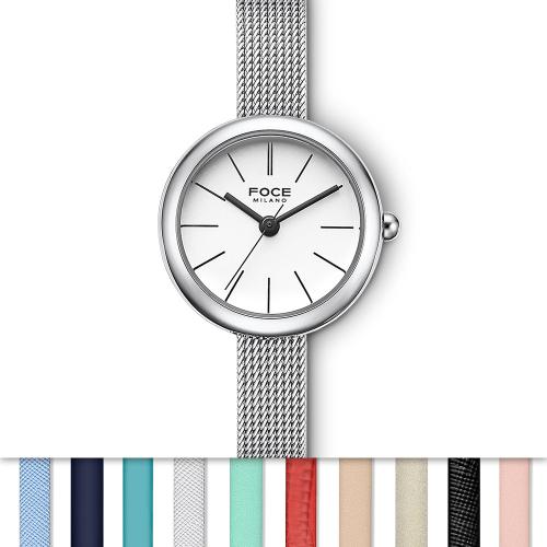 [FOCE LADY] FOCE LADY Women s Macaron Watch with Changeable Band and Free Leather Strap FM2012WH Black Enamel