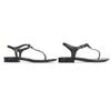 CHANEL Sandals COCO Mark ankle strap thong sandal flats black leather 24C G45428 Used
