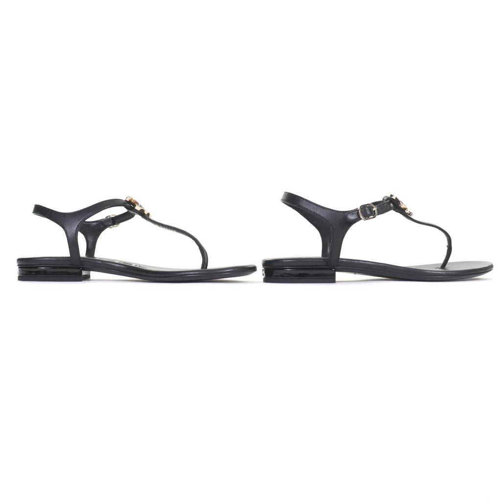 CHANEL Sandals COCO Mark ankle strap thong sandal flats black leather 24C G45428 Used