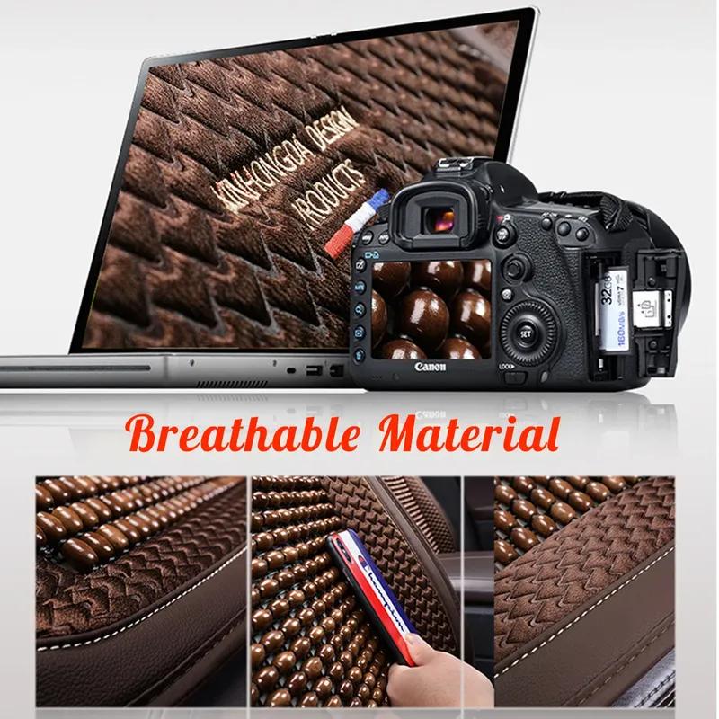 Univerzální potahy na autosedačky Prodyšné letní chladící korálky Kůže + Bambus Auto Chránič předního sedadla