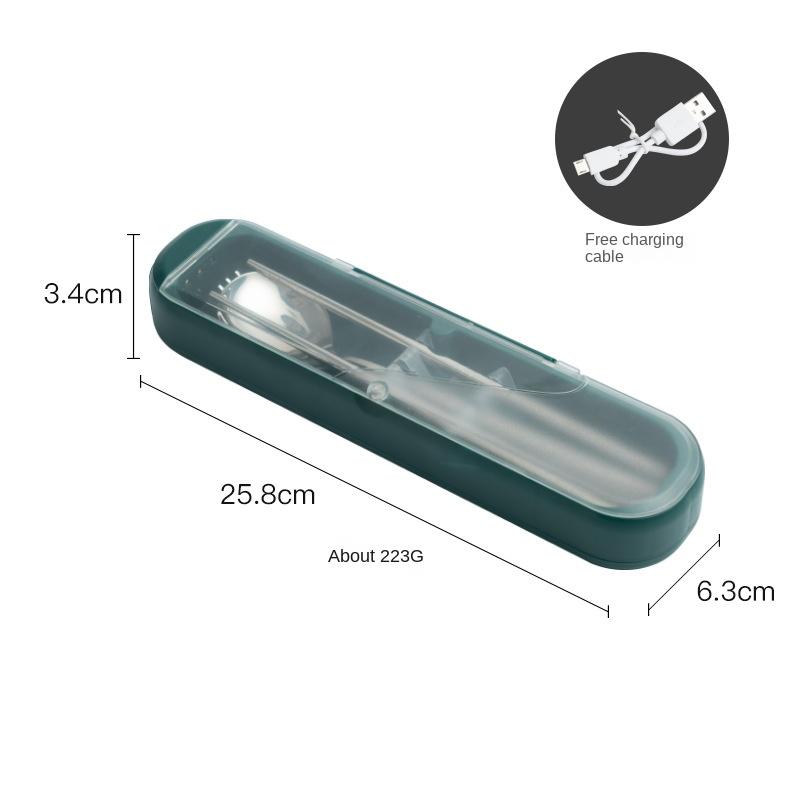 

HANYANG УФ-стерилизованная портативная коробка для столовых приборов, дорожный набор столовых приборов, набор ложек, вилок и палочек для еды из нержавеющей стали зелёный