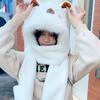 Cartoon Plush Hooded Scarf Korean Style 3 In 1 Hat Capybara Hat Scarf Gloves Set  Keep Warm