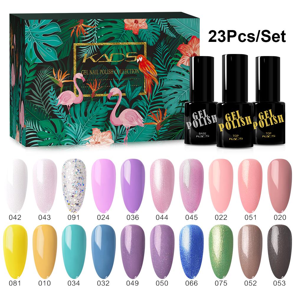 

KADS 23 шт., УФ-гель-лак для ногтей, набор ногтей, замачиваемый гель-лак для дизайна ногтей, верхний базовый гель