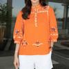 ZANZEA Women Casual Stand Collar Loose 3/4 Sleeve Print Blouse
