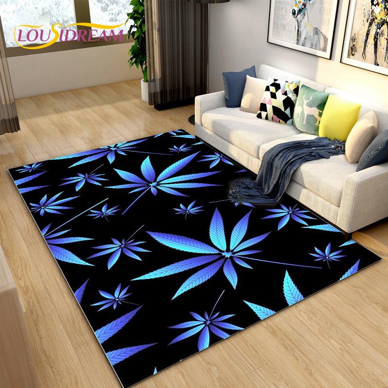 Reggae Music Jamaican Style Maple Leaf Area Rug,Carpet Rug for Living Room Bedroom Sofa Decoration,Kitchen Non-slip Floor Mat