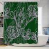 Grüner Blumiger Duschvorhang Weißes Design Moderne Badezimmerdekoration Polyester Wasserdichtes Gewebe