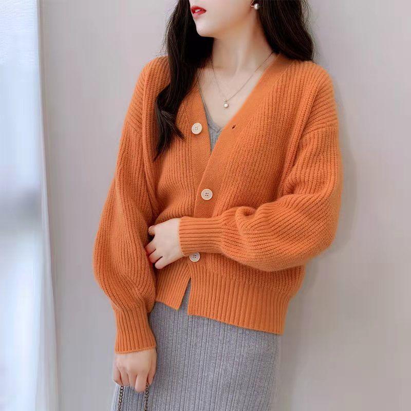 New Spring and Autumn Sweater Cardigan Women's Loose Lazy Style Versatile Short Knitted Jacket Top