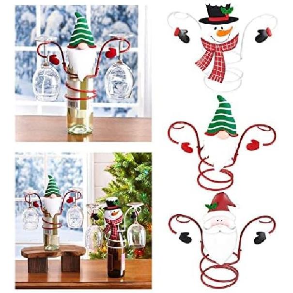Christmas Wine Glass Holder Wine Racks Counter top Freestanding Metal, Uniquie Ornament for Home Decor & Kitchen Storage Rack, Bar, Wine Cellar,