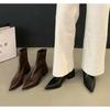 Neuer Stil Herbst Damen Stiefeletten Schuhe Mode Spitzzehen Damen Kurze Stiefel Quadratische Niedrige Absätze Lässig Winter Damenschuhe
