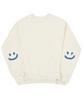 GRAVER [Unisex] Elbow Multiflower Drawing Smile Sweatshirt_Cream
