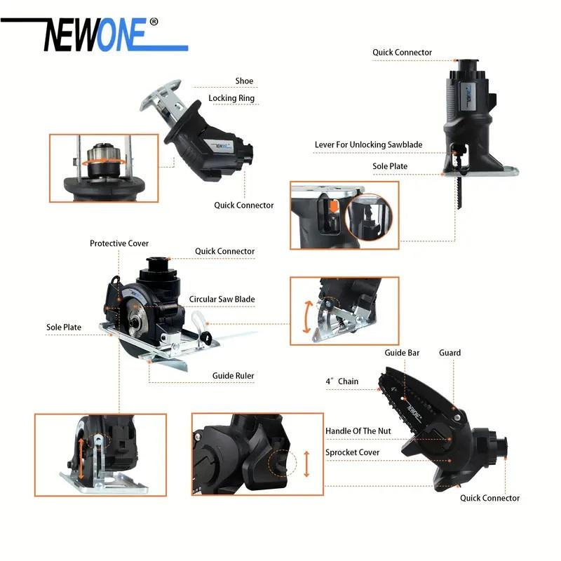 18V 12 in 1 brushless multifunctional tool set,include: drill, impact drill, circular saw, recip saw screwdriver, hedge trimmer