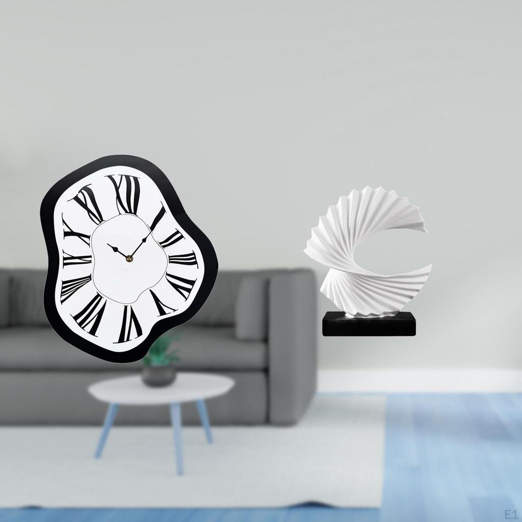 Acrylic Melting Wall Clock Sculpture Unique Creative Resin Figurine Artwork for Desktop Bedroom