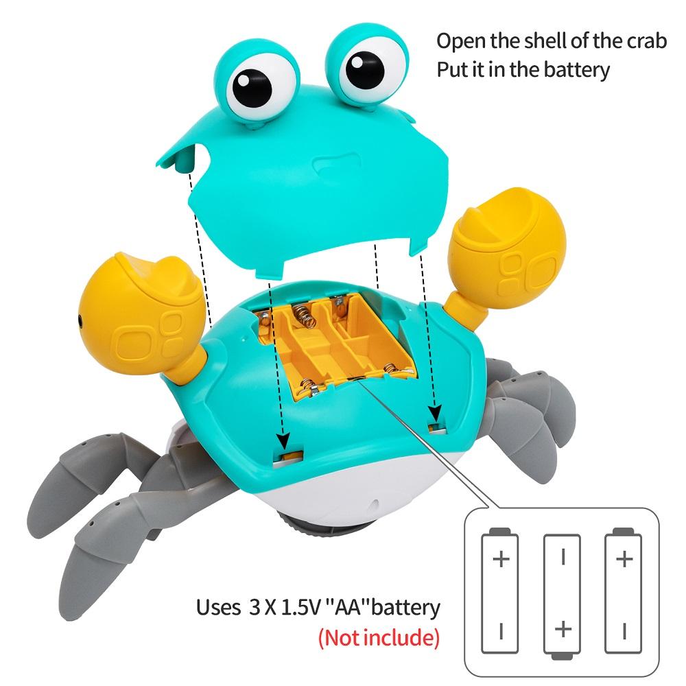 Non-Toxic Dancing Crab Run Away Toy For Babies Crawling Interactive Escape Crabs Baby Birthday Thanksgiving Christmas Gift Battery Edition