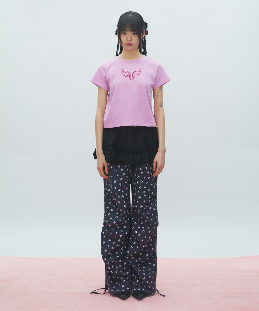LALAFOX Fox Mask T-Shirt Short Sleeve T-Shirt Pink Br2Ch031