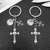 Creative Silver Cross Coin Keychain Pendant for Backpack