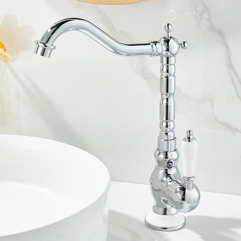 European Style Gold Basin Faucet Chrome Hot and Cold Mixers Antique Wash Basin Faucet Taps The Basin 360 Rotating Faucet