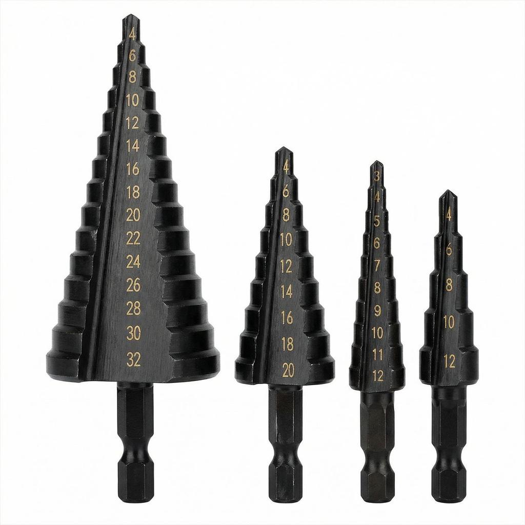 High-Efficiency Wear-Resistant Blackened Woodworking Step Drill for Chamfering and Drilling