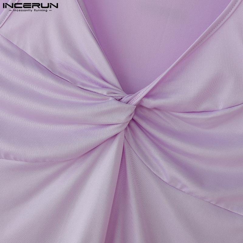 INCERUN Men V Neck Strap Sleeveless Twisted Casual Fitted Tank Tops Undershirts