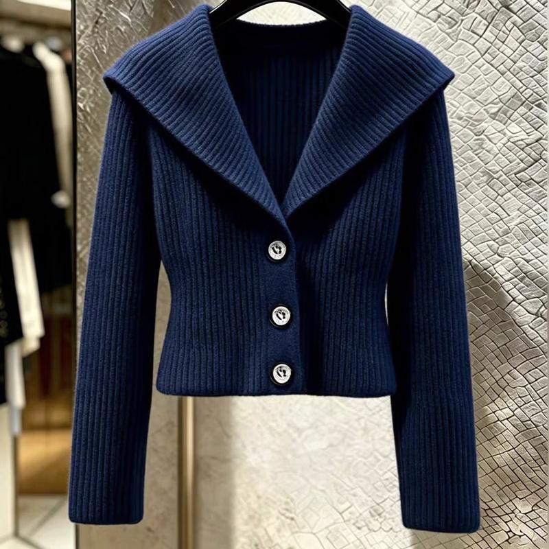 Korean Style Minimalist Ribbed Knit Cardigan