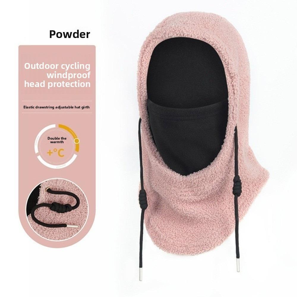 

Warm Hooded Hat Coldproof Ear Protection Hat New Neck Warmer for Outdoor Cycling Skiing рожевий