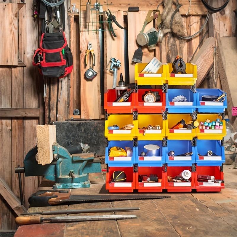 10pcs Blue Plastic Storage Bins Interlocking Modular Organizing System Heavy-Duty PP Stackable Containers Parts Tools Organizer