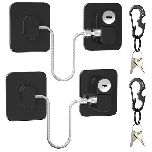 

SONGSONG Refrigerator Door Lock, 2-Pack with 4 Keys, Drawer Lock, Window Lock, Interior Lock, No Drilling Required, File Drawer Lock, Freezer Door Loc