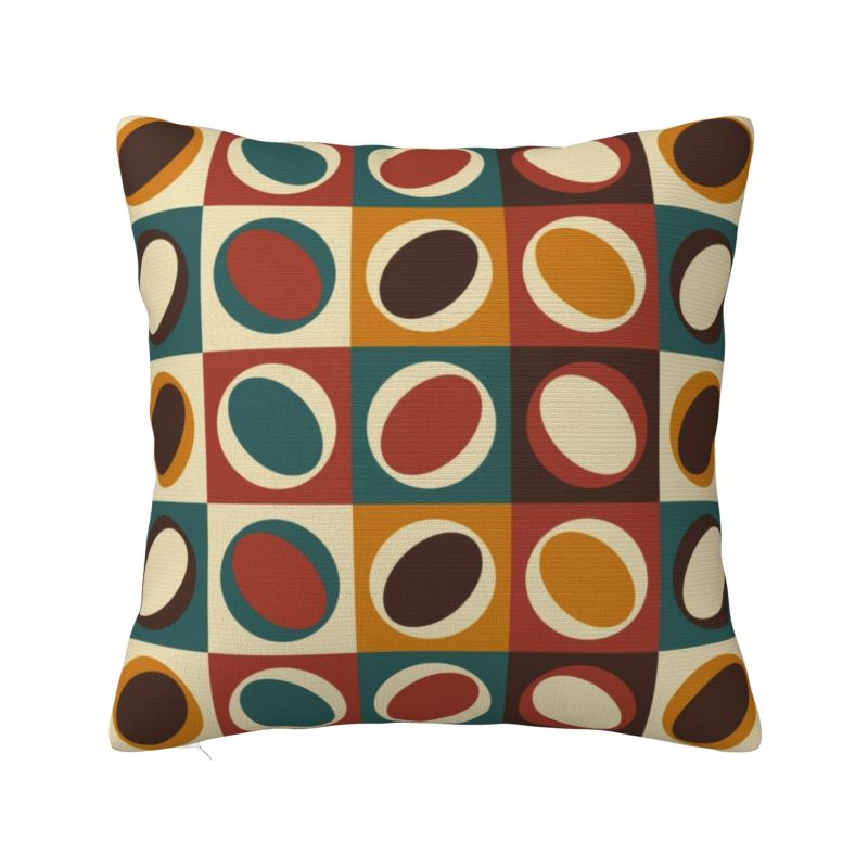 Custom 70s Pattern Retro Inustrial In Orange And Dark Brown Cushion Cover Modern Geometric Soft Nordic Pillow Living Room