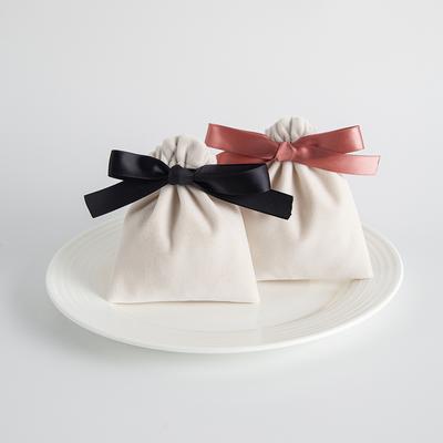 5pcs/Lot Bulk Beige Velvet Pouches Ribbon Jewelry Packing Display Storage For Wedding Candy Gift Travel Drawstring Dust Bags