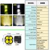 12V 24V 4LED LED Spot Work Light White/Yellow Waterproof Fog Light for Car Motorcycle Off-Road Truck SUV ATV Outdoor Driving