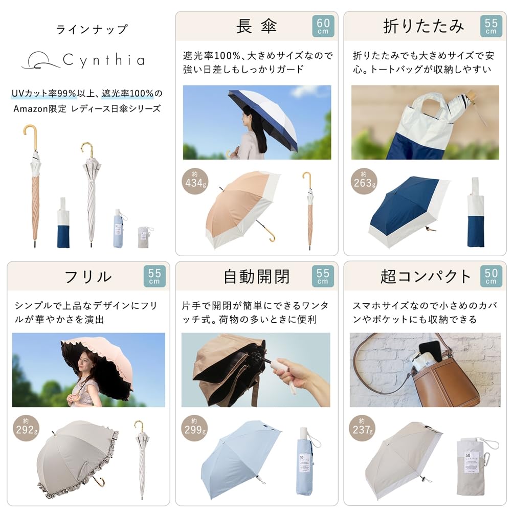 Ogawa Ultra Slim Kompakter Schirm - 99,9% UV-Schutz, Wasserdichtes Zweifarbiges Design, Alle 5 Farben