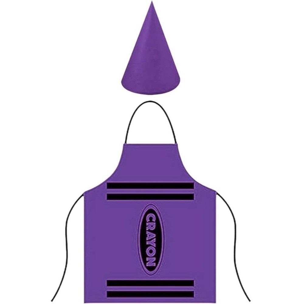 Colorful Crayon Themed Gnome Set Fancy Dress Funny Crayon Apron Cleaning Art Craft Activity Gnome Cone Hat