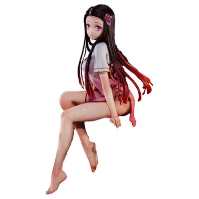 14cm Anime Dämon Slayer Sitzhaltung Cheongsam Sexy Figur Kamado Nezuko Auto Fall Ornament PVC Action Figure Sammlung Spielzeug