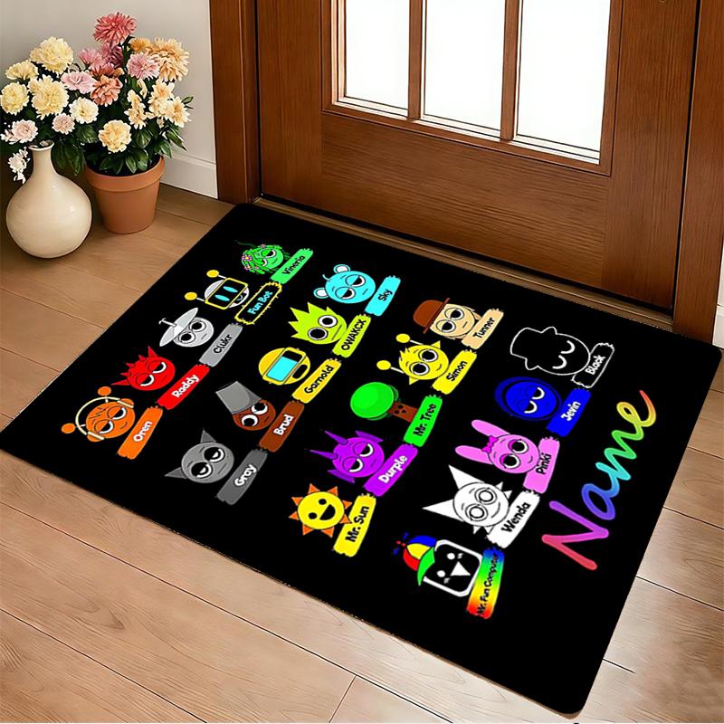 Custom Name Colorful Faces Living Room Non-Slip Area Rug Soft Carpet for Bedroom Kids Playroom Sofa Office Home Decor Doormat