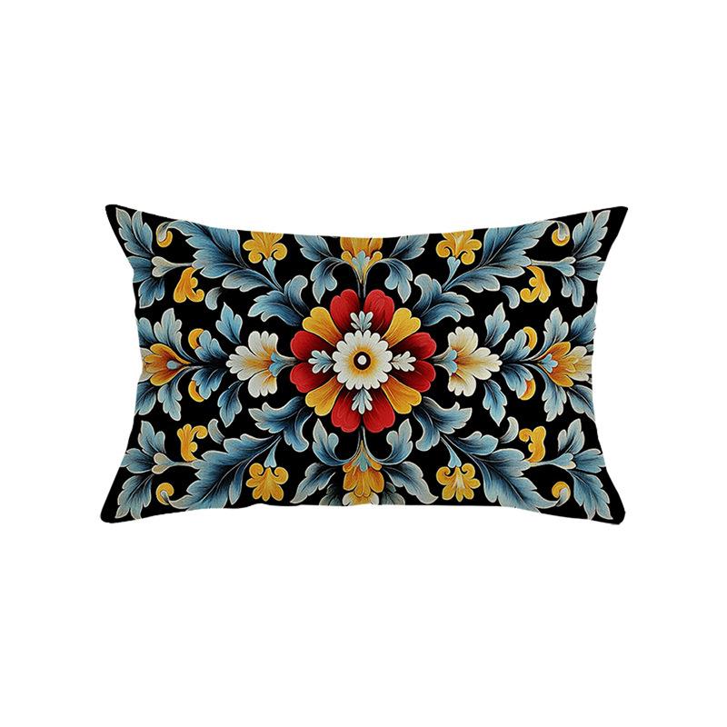 Neuer Taillenkissenbezug Böhmischer Stil Dekorative Wohnzimmer Sofakissenbezug Blumendruck Kissenbezug