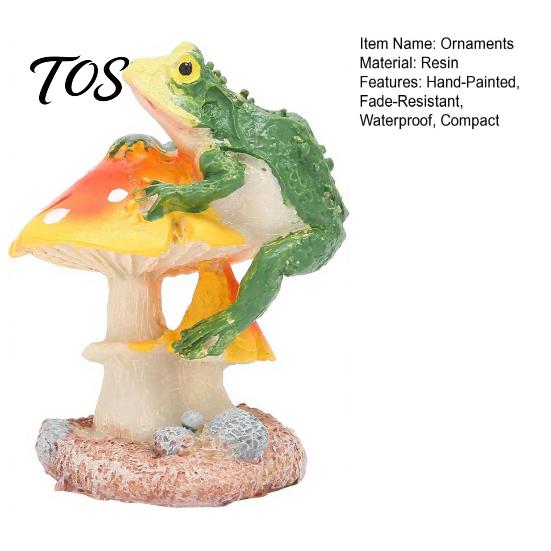 Durable Resin Ornaments for Miniature Gardens Frog on Mushrooms Figurine, DIY Micro Landscape Bonsai Ornament, Small Decorative Accents Potted Plants