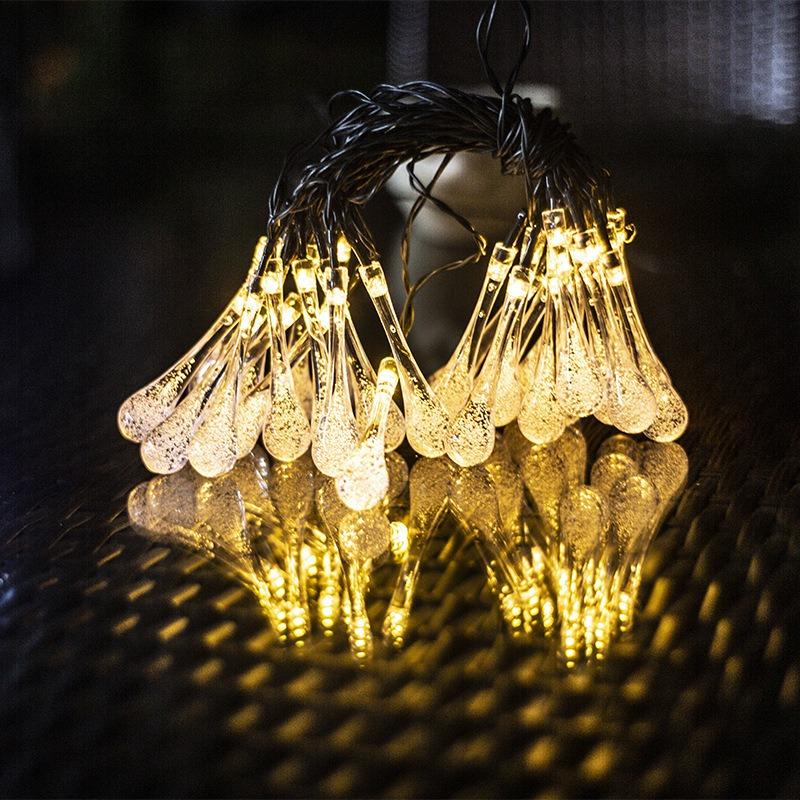 LED Water Droplets String Lights Waterproof Outdoor Decoration Battery Power Garland Fairy Lights Christmas Wedding Party Garden
