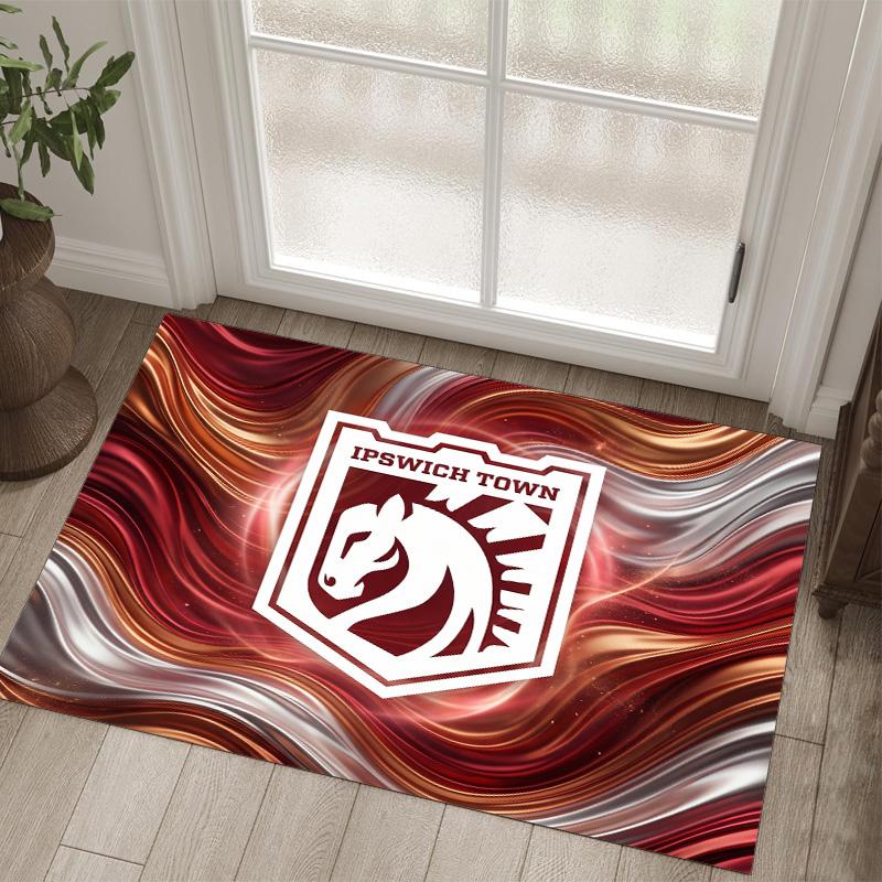 Ipswich Town Football Design Crystal Velvet Carpet Cozy Non?Slip Printed Rug For Bedroom Living Room Entrance