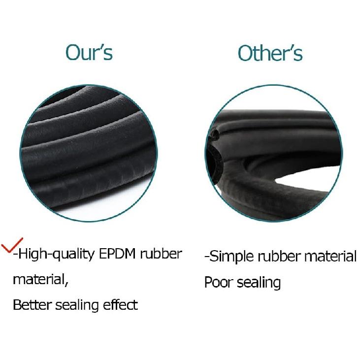 Car Door Seal Strip With Side Bulb 10Ft, EPDM Rubber Automotive Weather Stripping Edge Guard Universal Fit For Camper Van, Trucks, SUV, RV, Black