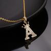 Fashion Cubic Zirconia Crown Letter Pendant Necklace Gold Hip Hop Punk Alphabet Jewelry
