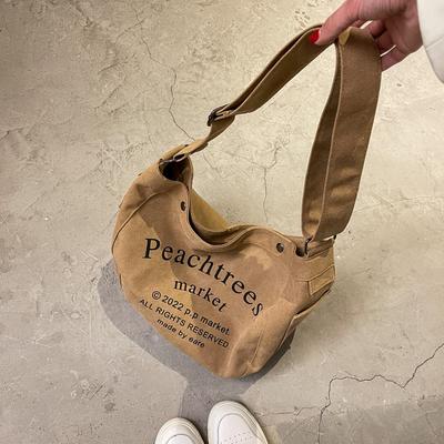 Alphabet Canvas Bag Women's 2025 New Versatile Tote Bag Student Class Messenger Bag Large Capacity Shoulder Bag Tide